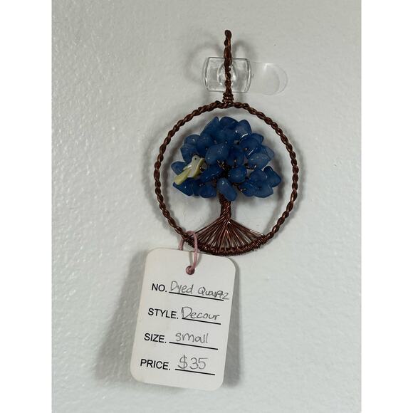 Handmade Copper and Serpentine Crystal Tree of life 3.5x2” Wall Decor - Picture 2 of 5